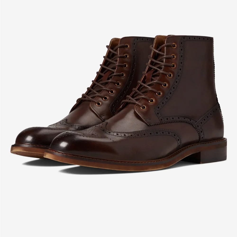 Steve Madden 9.5 D Harith Lace Up Boot Coffee Brown Leather